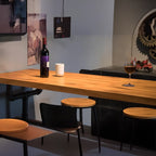 Industrial Brown Wooden Fixed Top Metal Leg Bar Tables