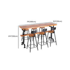 Industrial Brown Wooden Fixed Top Metal Leg Bar Tables
