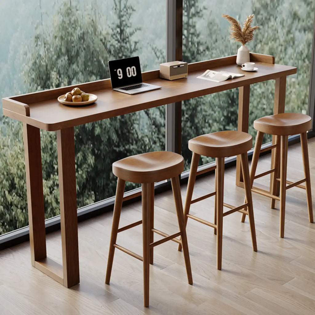 Scandinavian Natural Wood Rectangular Sled Bar Tables