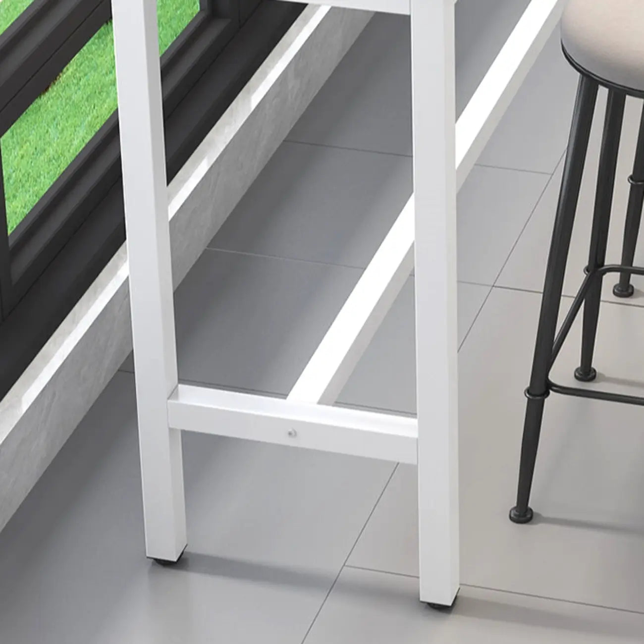 Modern Gray Quartz Metal Legs Bar Tables