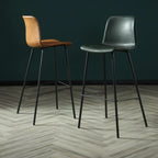 Industrial Metal Frame Leather Bar Stool with Footrest