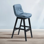 Scandinavian Wood Frame Leather Ergonomic Bucket Bar Stool