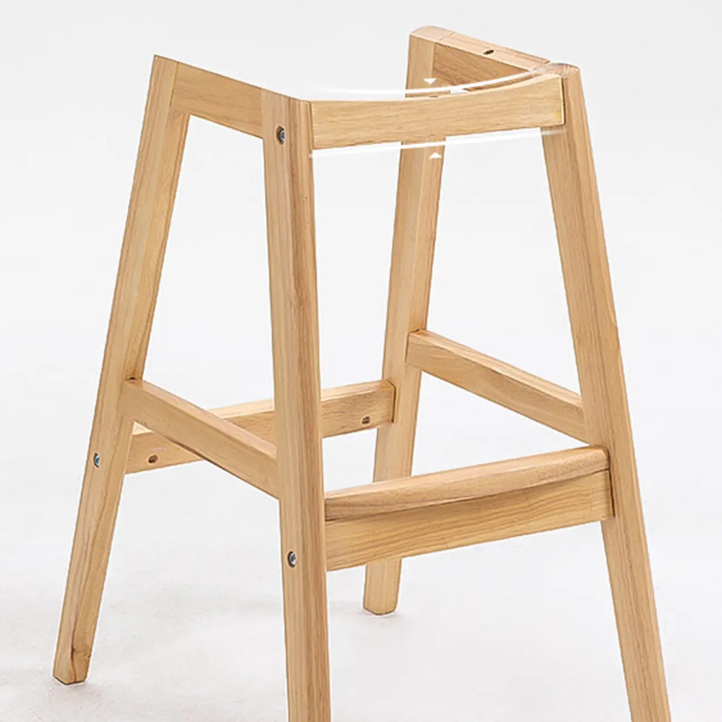 Scandinavian Wood Frame Leather Ergonomic Bucket Bar Stool