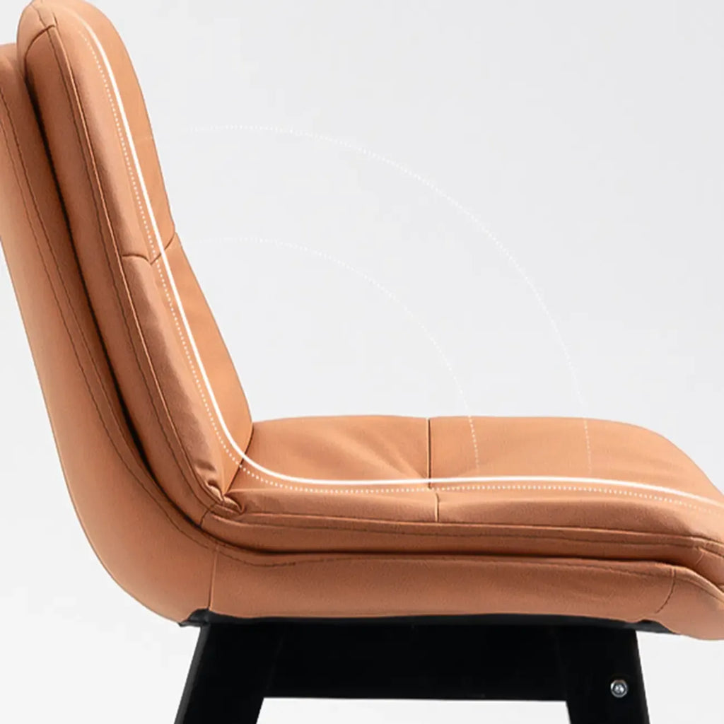 Scandinavian Wood Frame Leather Ergonomic Bucket Bar Stool