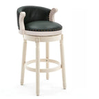 Solid Wood Leather Swivel Counter Stools with Backs