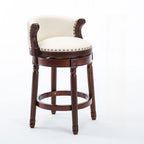 Solid Wood Leather Swivel Counter Stools with Backs