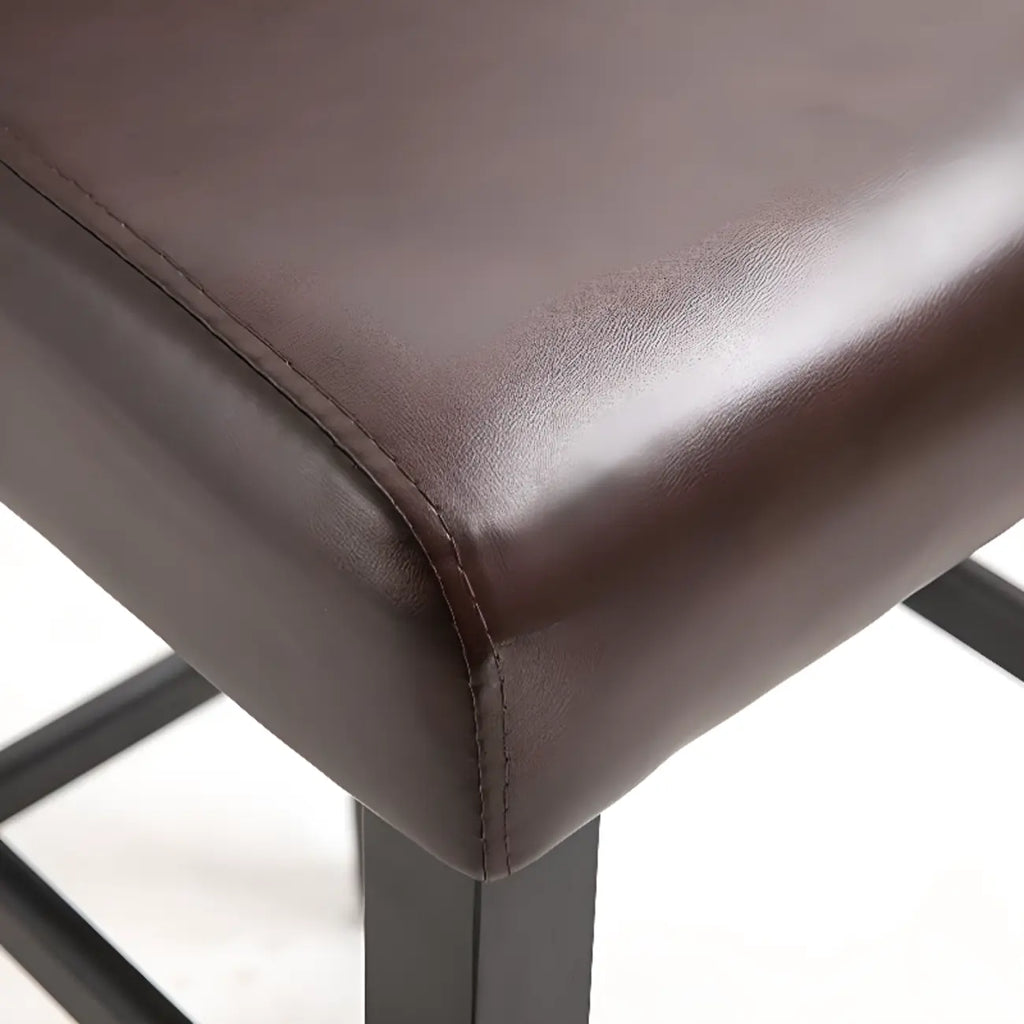 Traditional Wood Leather Upholstered Bar Height Stool