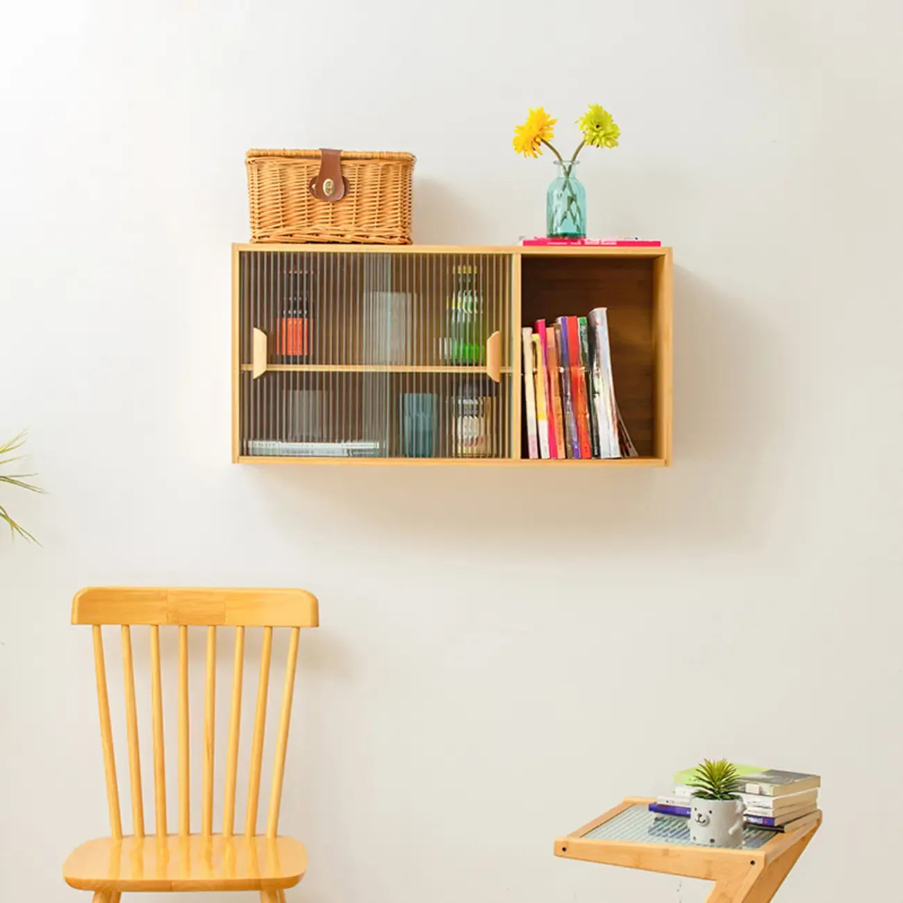 Kitchen Small Glass Doors Slab Wall Mounted Display Cabinet