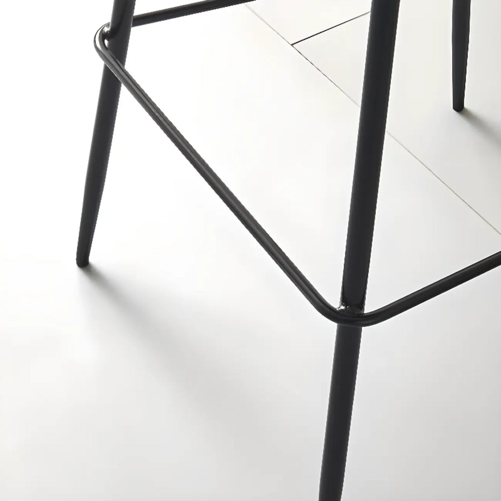 Modern Metal Frame Leather Cushion Low Back Bar Stool