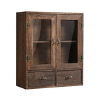 Brown Wooden Freestanding Display Cabinet for Kitchen