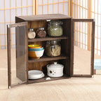 Brown Wooden Freestanding Display Cabinet for Kitchen