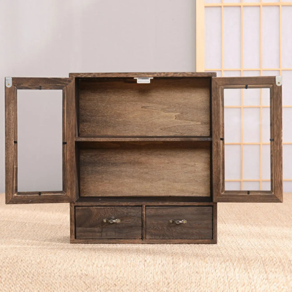 Brown Wooden Freestanding Display Cabinet for Kitchen