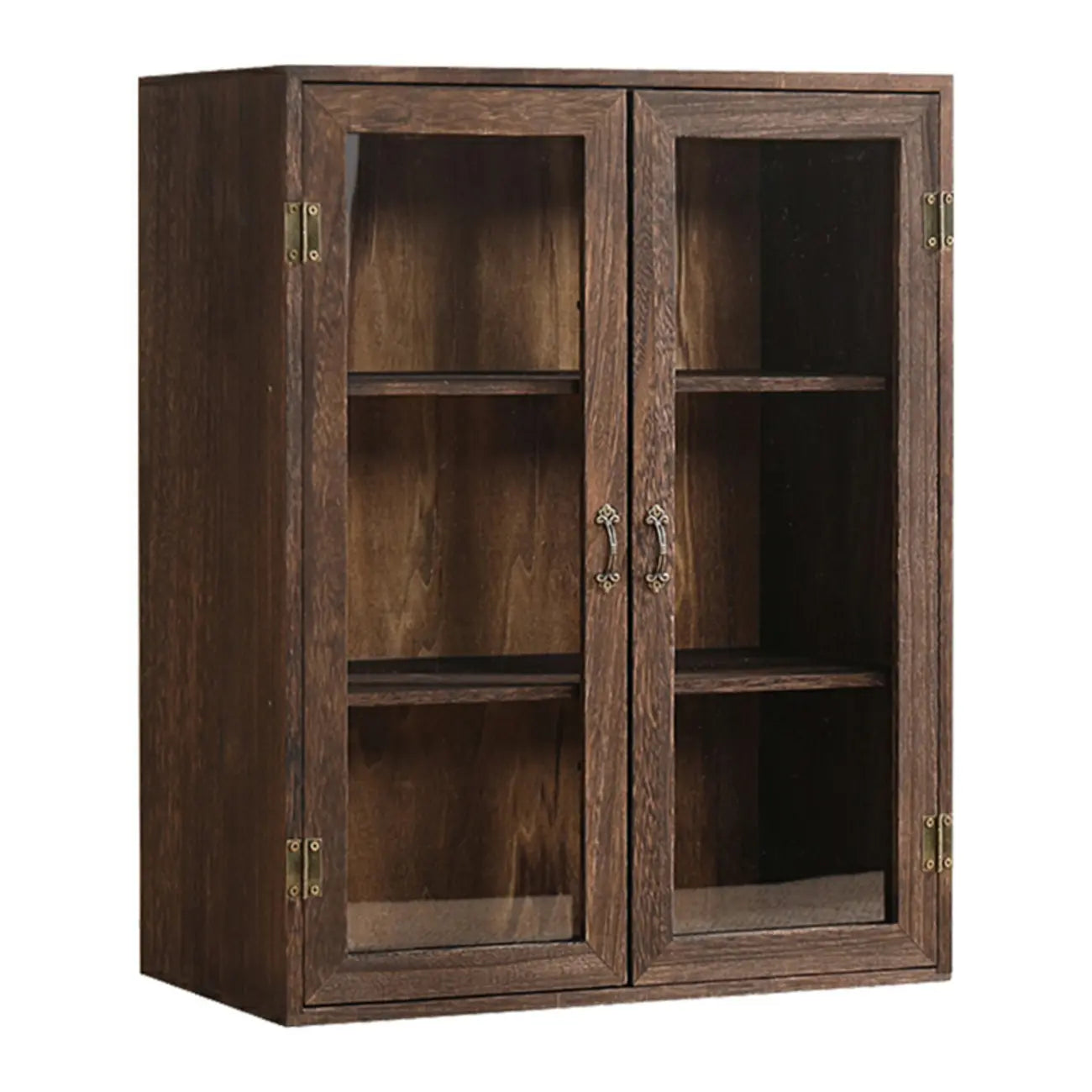 Brown Wooden Freestanding Display Cabinet for Kitchen