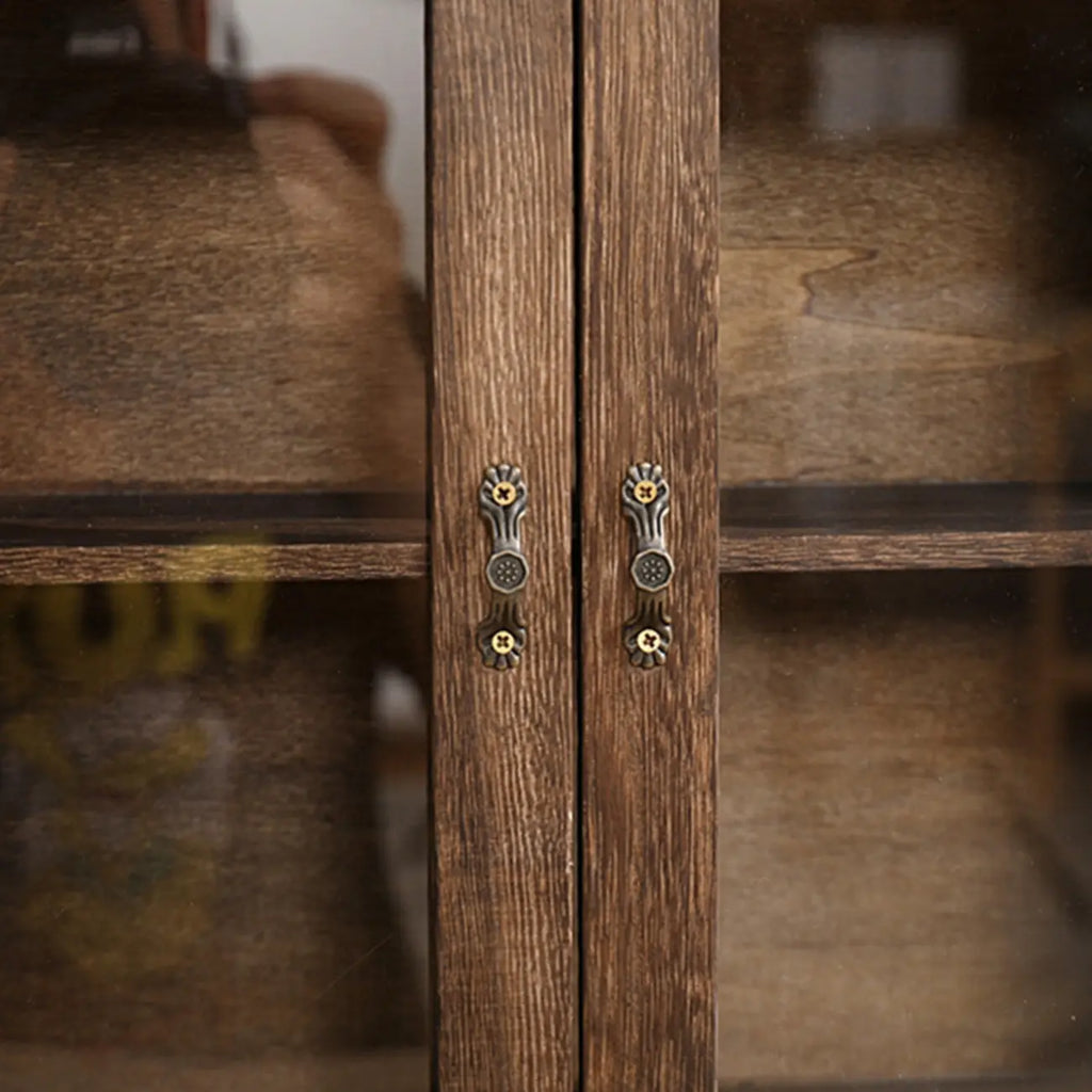 Brown Wooden Freestanding Display Cabinet for Kitchen