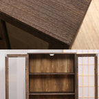 Brown Wooden Freestanding Display Cabinet for Kitchen