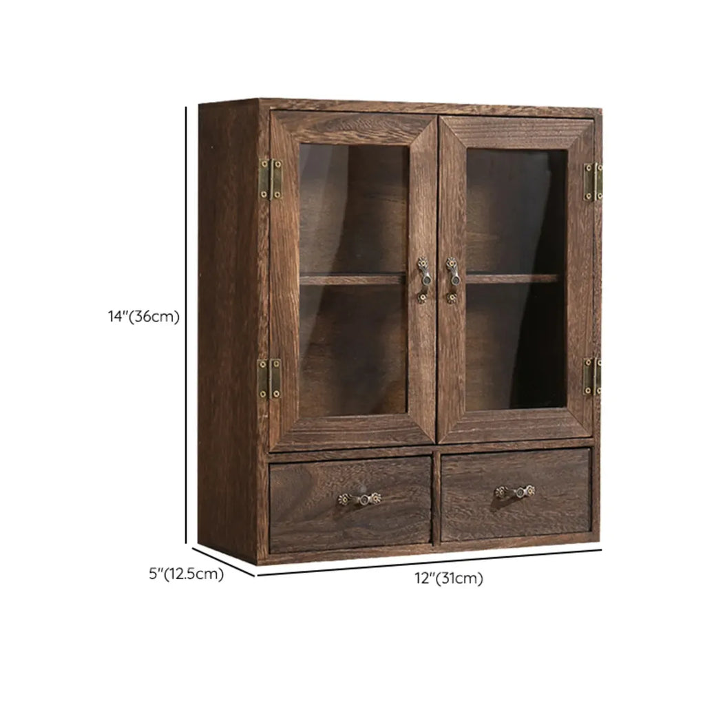 Brown Wooden Freestanding Display Cabinet for Kitchen