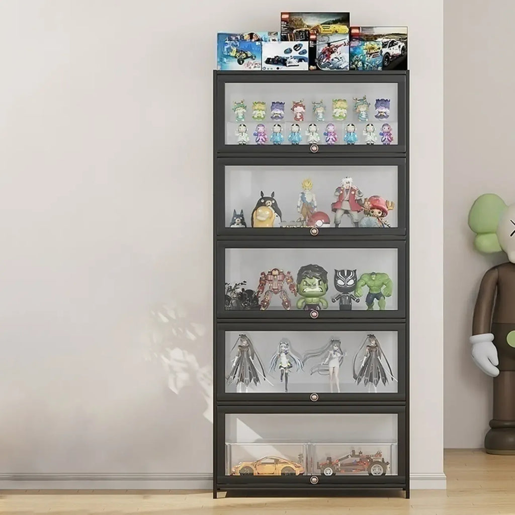 Simple Flip-up Black Clear Glass Cabinet