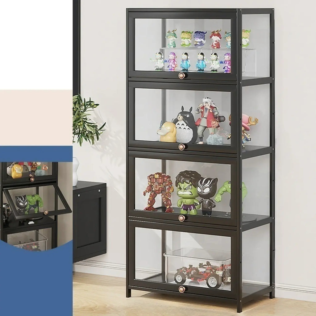 Simple Flip-up Black Clear Glass Cabinet