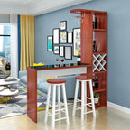 Smoke Tempered Glass Top Pub Table with Open Back Wine Shelf