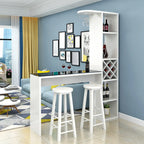 Smoke Tempered Glass Top Pub Table with Open Back Wine Shelf
