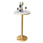 Small Round Golden Base Bar Table Stone Top 2 Seat