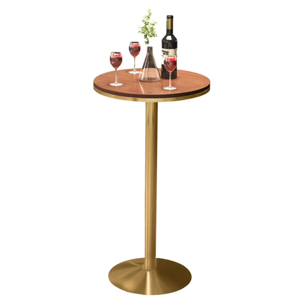 Small Round Golden Base Bar Table Stone Top 2 Seat