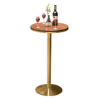 Small Round Golden Base Bar Table Stone Top 2 Seat