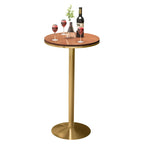 Small Round Golden Base Bar Table Stone Top 2 Seat
