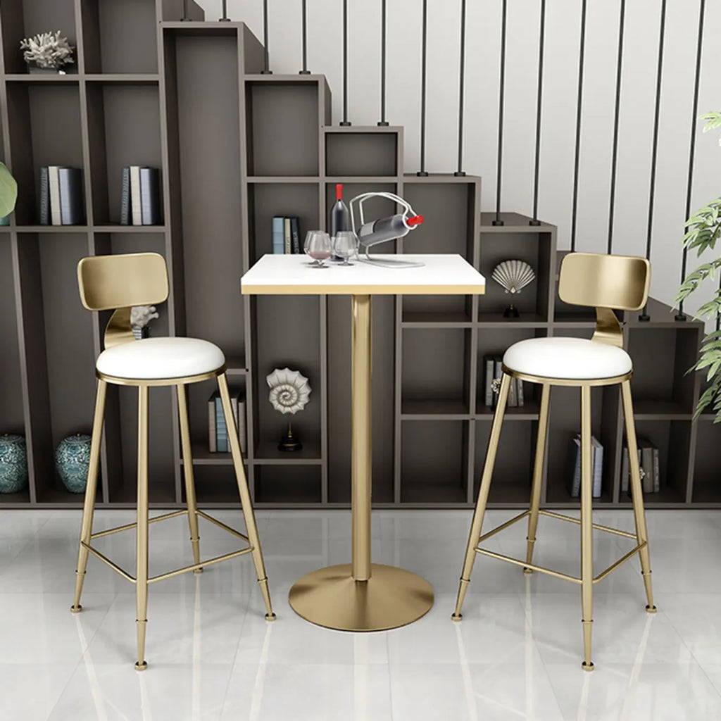 Small Round Golden Base Bar Table Stone Top 2 Seat