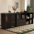 Black Short Cube Wood Bookshelf with Drawers Cabinet