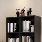 Black Short Cube Wood Bookshelf with Drawers Cabinet