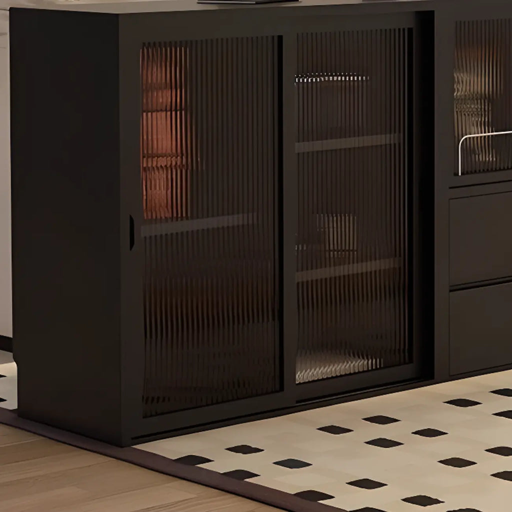 Black Short Cube Wood Bookshelf with Drawers Cabinet