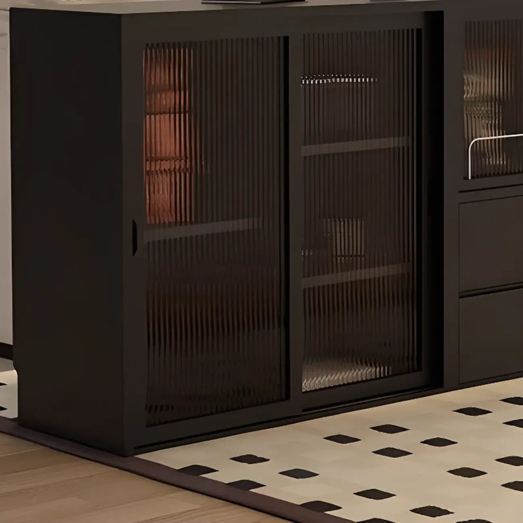 Black Short Cube Wood Bookshelf with Drawers Cabinet