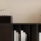 Black Short Cube Wood Bookshelf with Drawers Cabinet