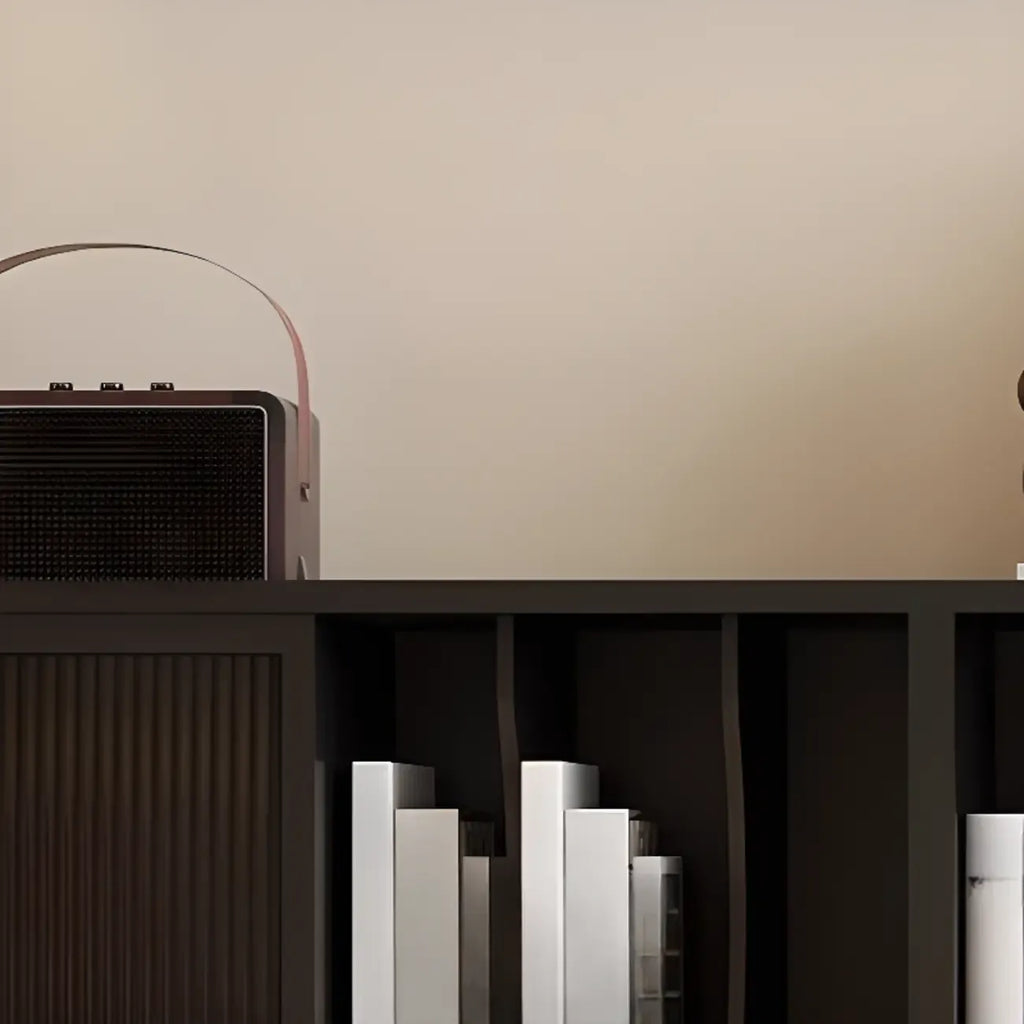 Black Short Cube Wood Bookshelf with Drawers Cabinet