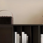 Black Short Cube Wood Bookshelf with Drawers Cabinet