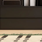 Black Short Cube Wood Bookshelf with Drawers Cabinet