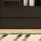 Black Short Cube Wood Bookshelf with Drawers Cabinet