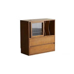 Black Short Cube Wood Bookshelf with Drawers Cabinet