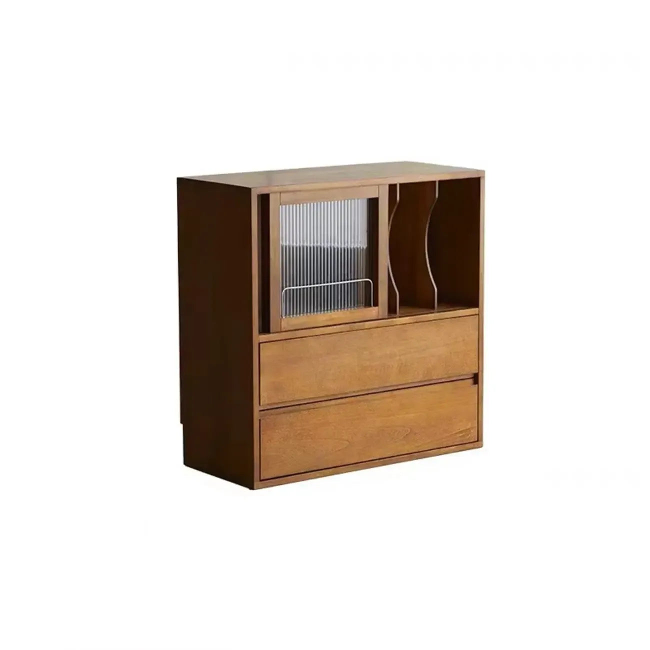 Black Short Cube Wood Bookshelf with Drawers Cabinet