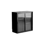 Black Short Cube Wood Bookshelf with Drawers Cabinet