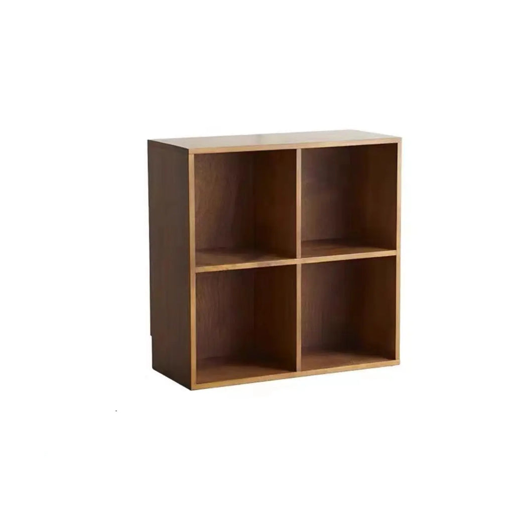 Black Short Cube Wood Bookshelf with Drawers Cabinet