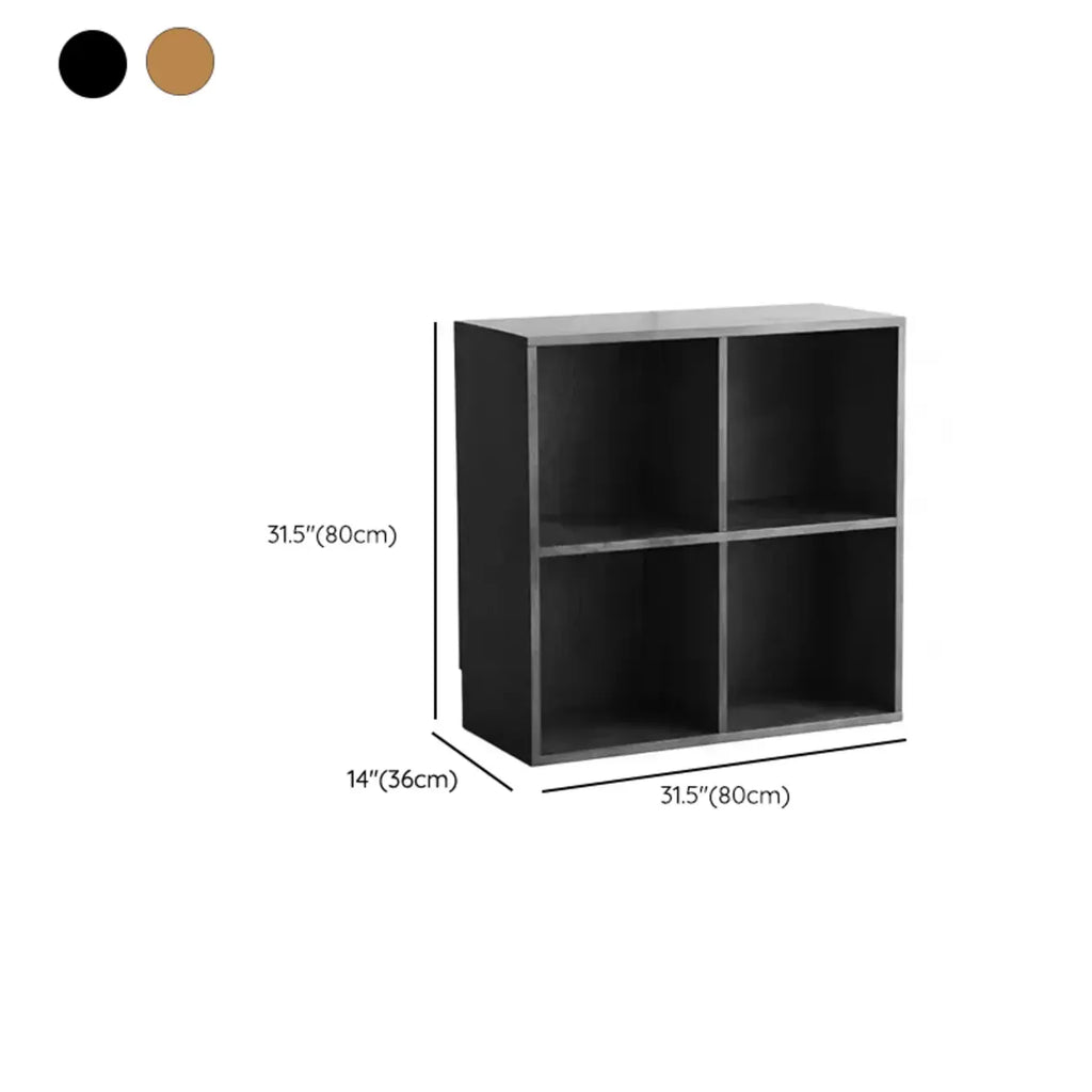 Black Short Cube Wood Bookshelf with Drawers Cabinet