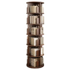 Medium Rotatable Nut-brown Wooden Vertical Bookcase