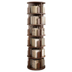 Medium Rotatable Nut-brown Wooden Vertical Bookcase