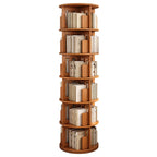 Medium Rotatable Nut-brown Wooden Vertical Bookcase