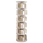 Medium Rotatable Nut-brown Wooden Vertical Bookcase