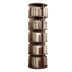 Medium Rotatable Nut-brown Wooden Vertical Bookcase