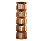 Medium Rotatable Nut-brown Wooden Vertical Bookcase