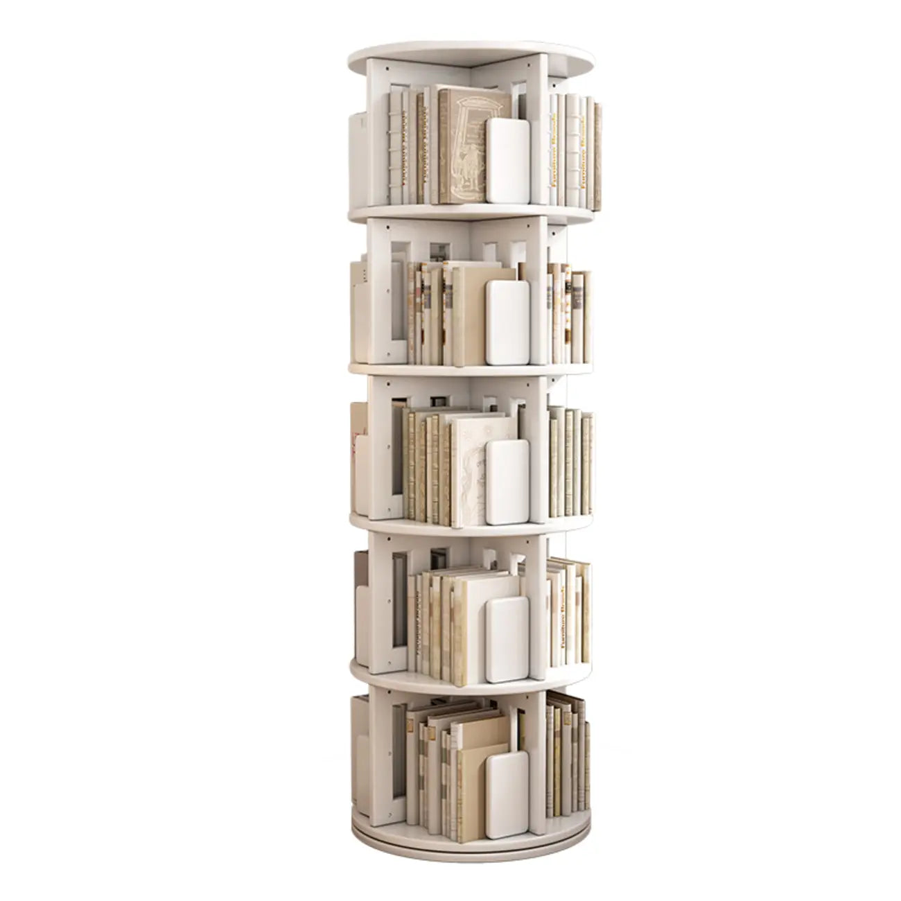 Medium Rotatable Nut-brown Wooden Vertical Bookcase